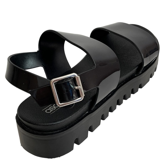 ASOS Chunky Lug Sole Platform Strappy Sandals Black size 8 - Picture 15 of 15
